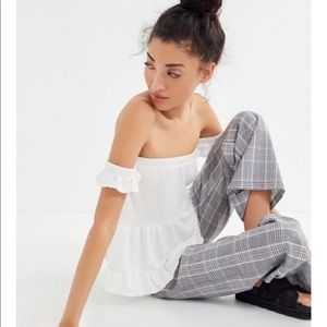 UO Off the Shoulder tiered ruffle peplum top
